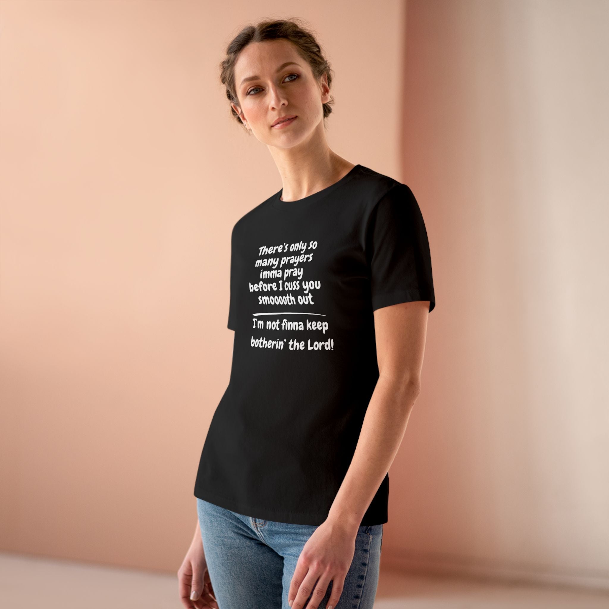 I'm Not Finna Keep Botherin the Lord Cotton Tee - Uplifting Prayer Shirt, Funny Faith Top, Gift for Her, Casual Church Wear, Unique Women's Tee