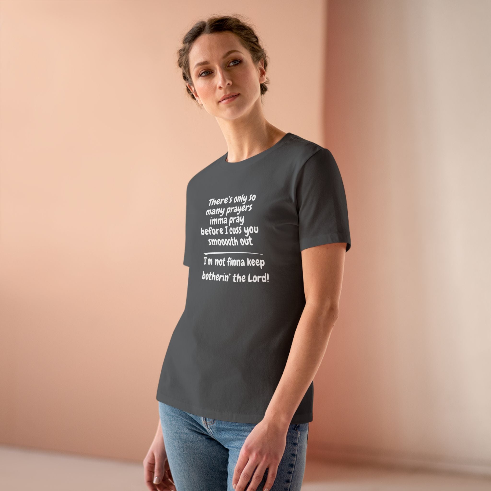 I'm Not Finna Keep Botherin the Lord Cotton Tee - Uplifting Prayer Shirt, Funny Faith Top, Gift for Her, Casual Church Wear, Unique Women's Tee