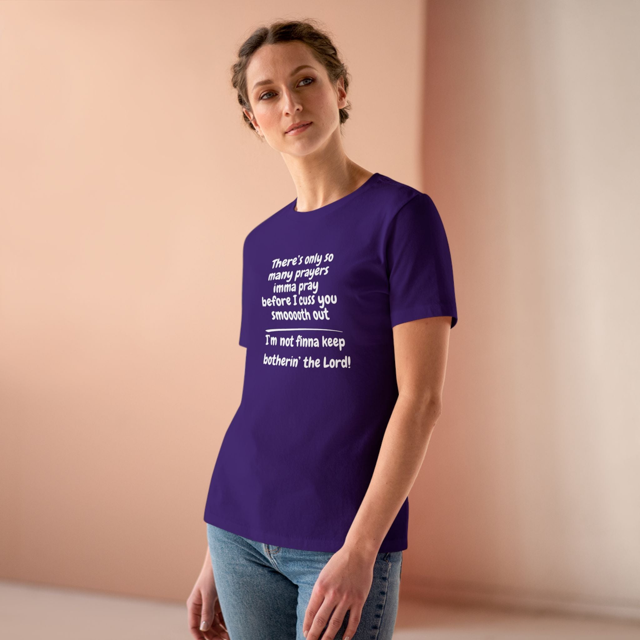 I'm Not Finna Keep Botherin the Lord Cotton Tee - Uplifting Prayer Shirt, Funny Faith Top, Gift for Her, Casual Church Wear, Unique Women's Tee