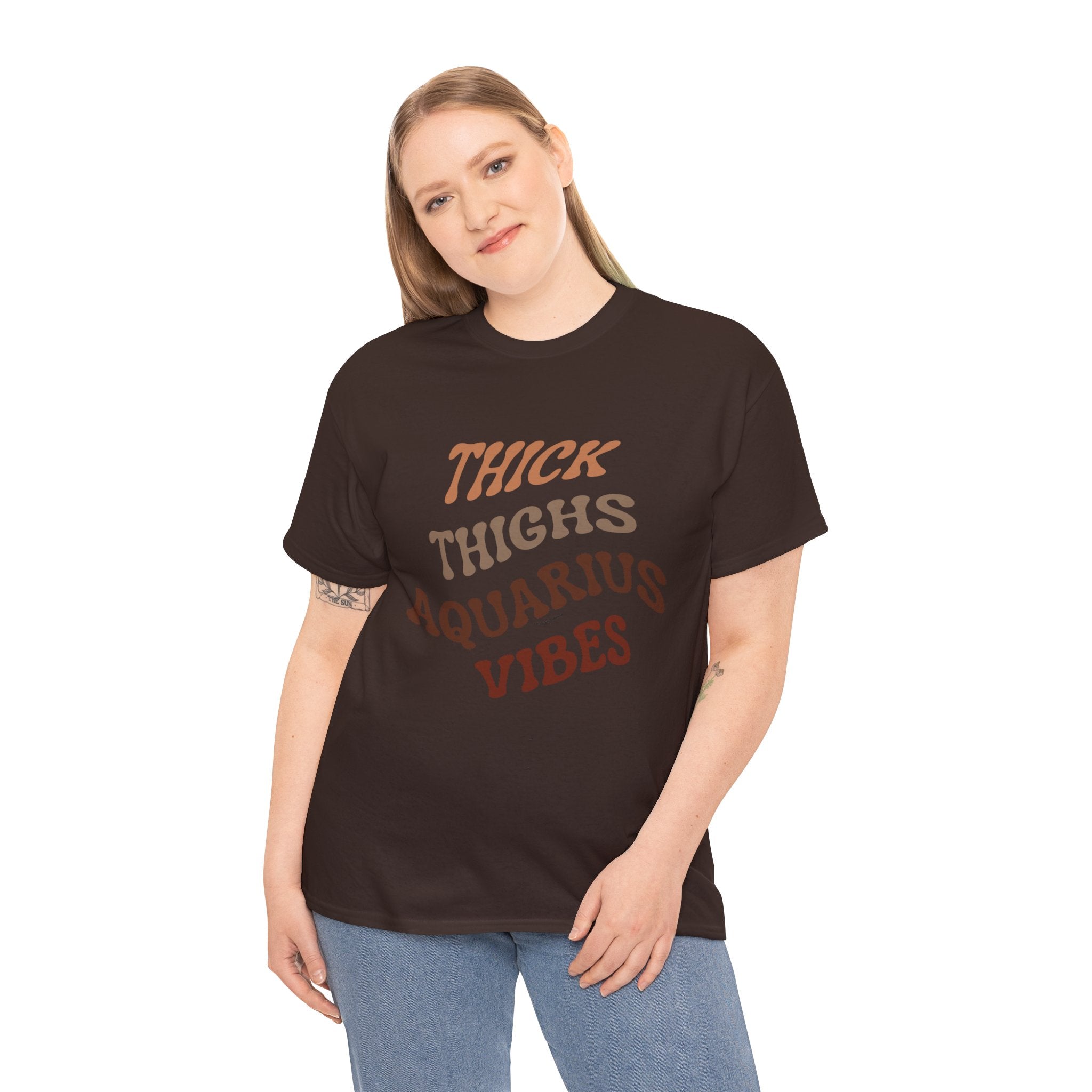 Thick Thighs Aquarius Vibes Tee, Unisex Graphic T-Shirt, Cute Astrology Shirt, Aquarius Gifts, Casual Summer Outfit, Zodiac Apparel