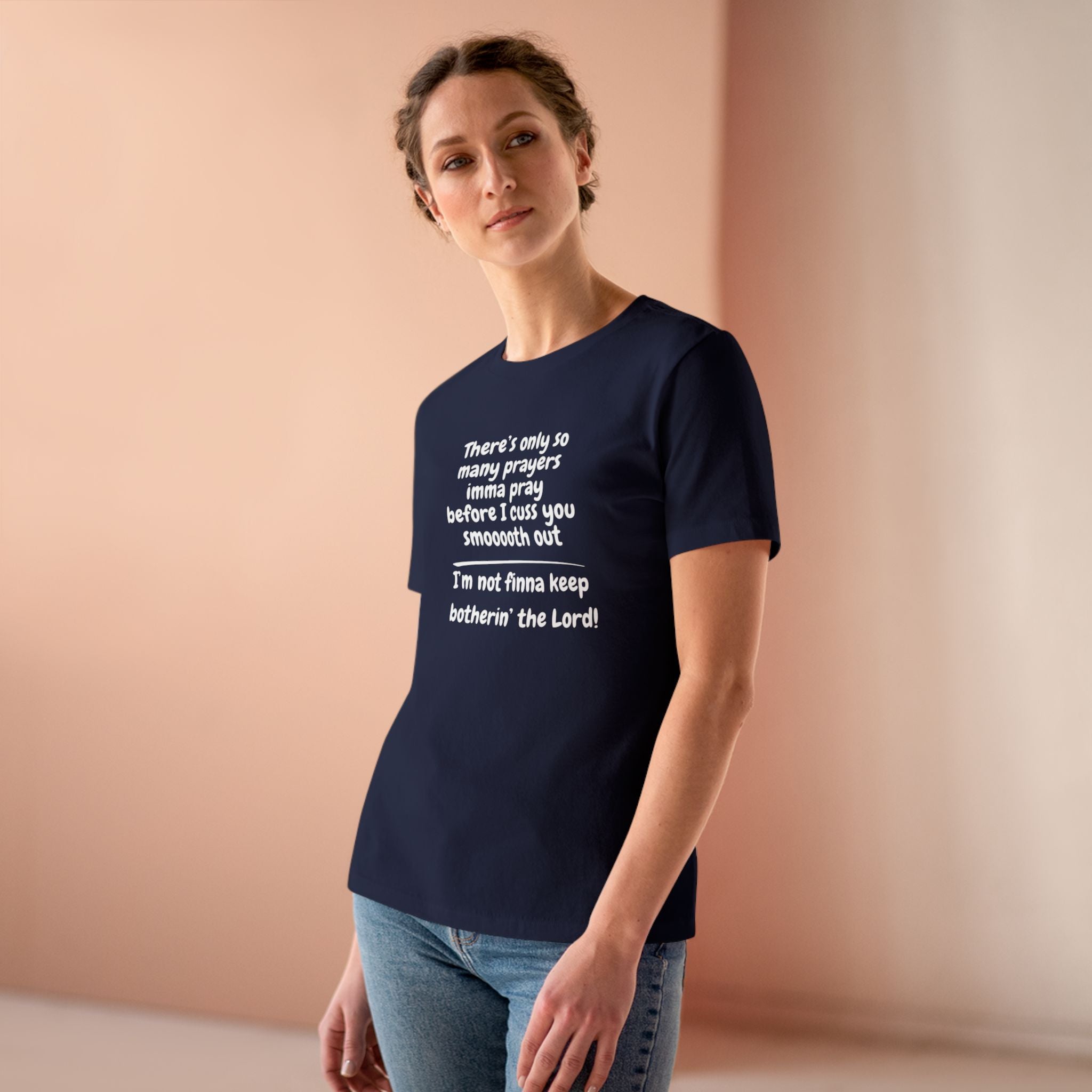 I'm Not Finna Keep Botherin the Lord Cotton Tee - Uplifting Prayer Shirt, Funny Faith Top, Gift for Her, Casual Church Wear, Unique Women's Tee