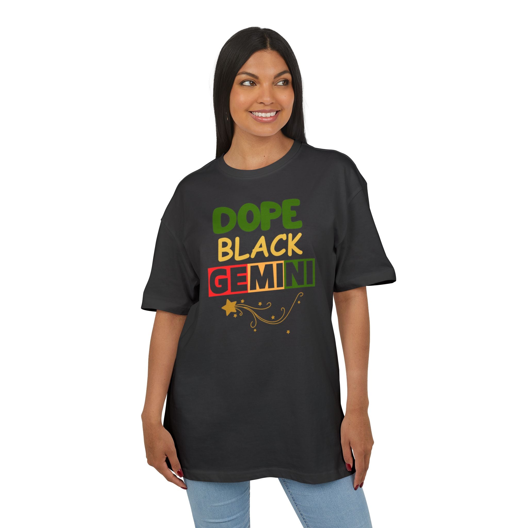 Dope Black Gemini Unisex Heavy Oversize Tee, Geminis Shirt, Astrology Tee, Birthday Gift, Black Pride Apparel