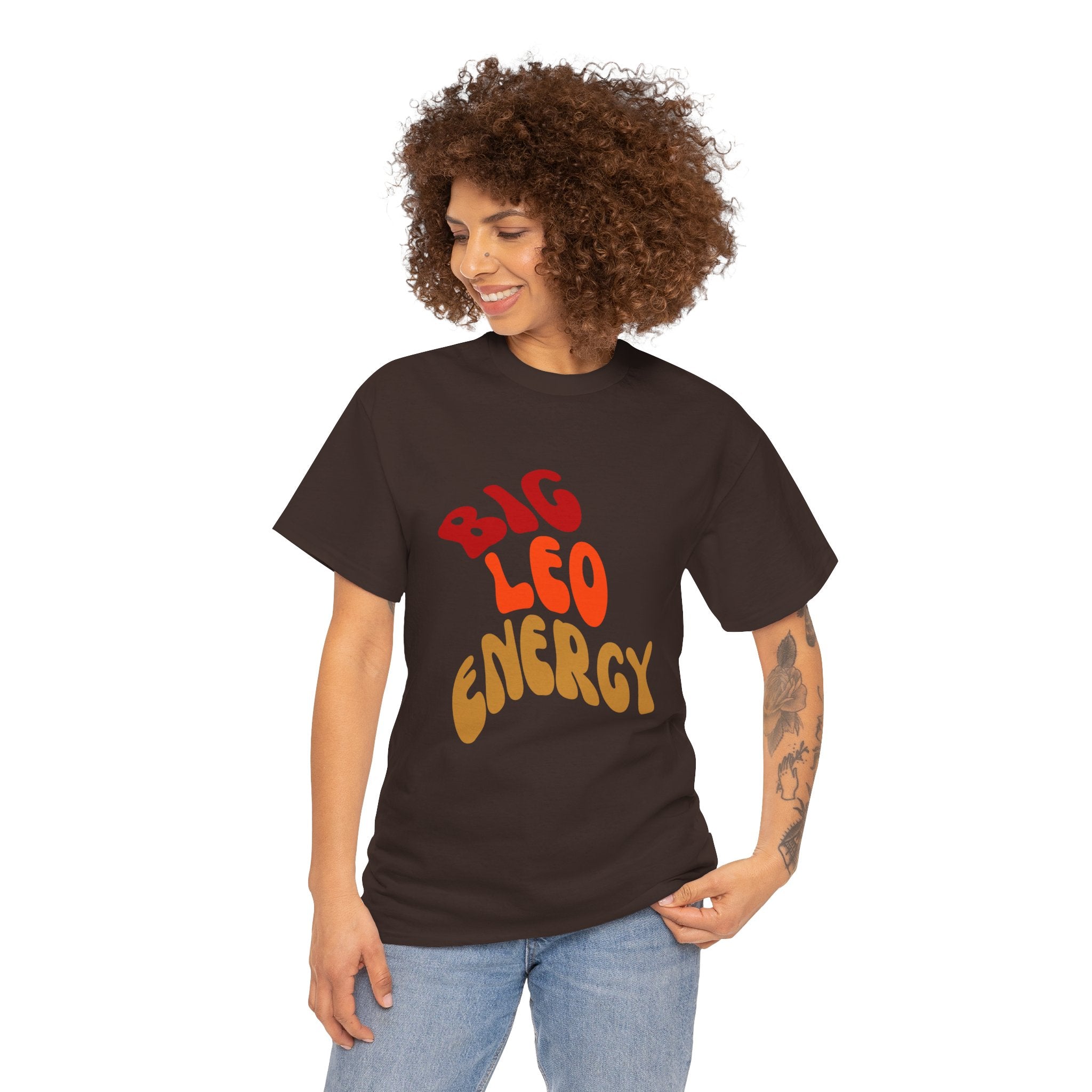BIG LEO ENERGY Unisex Heavy Cotton Tee | Fun Graphic T-Shirt, Gift for Leo Zodiac, Astrological Apparel, Summer Casual Wear, Birthday Gift