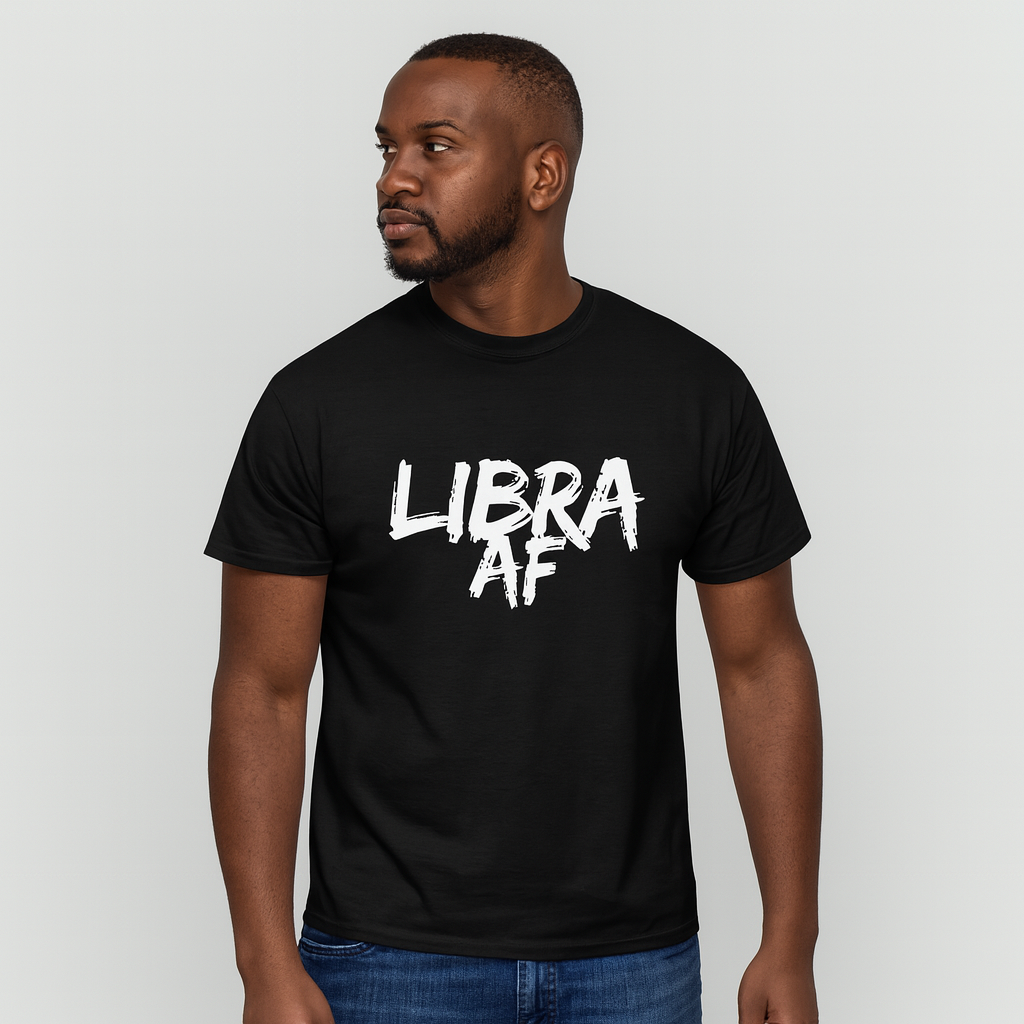 LIBRA AF Unisex Heavy Cotton Tee - Comfortable Everyday Wear, Gifts for Friends, Birthday, Holidays, Graphic T-Shirt, Relaxed Fit