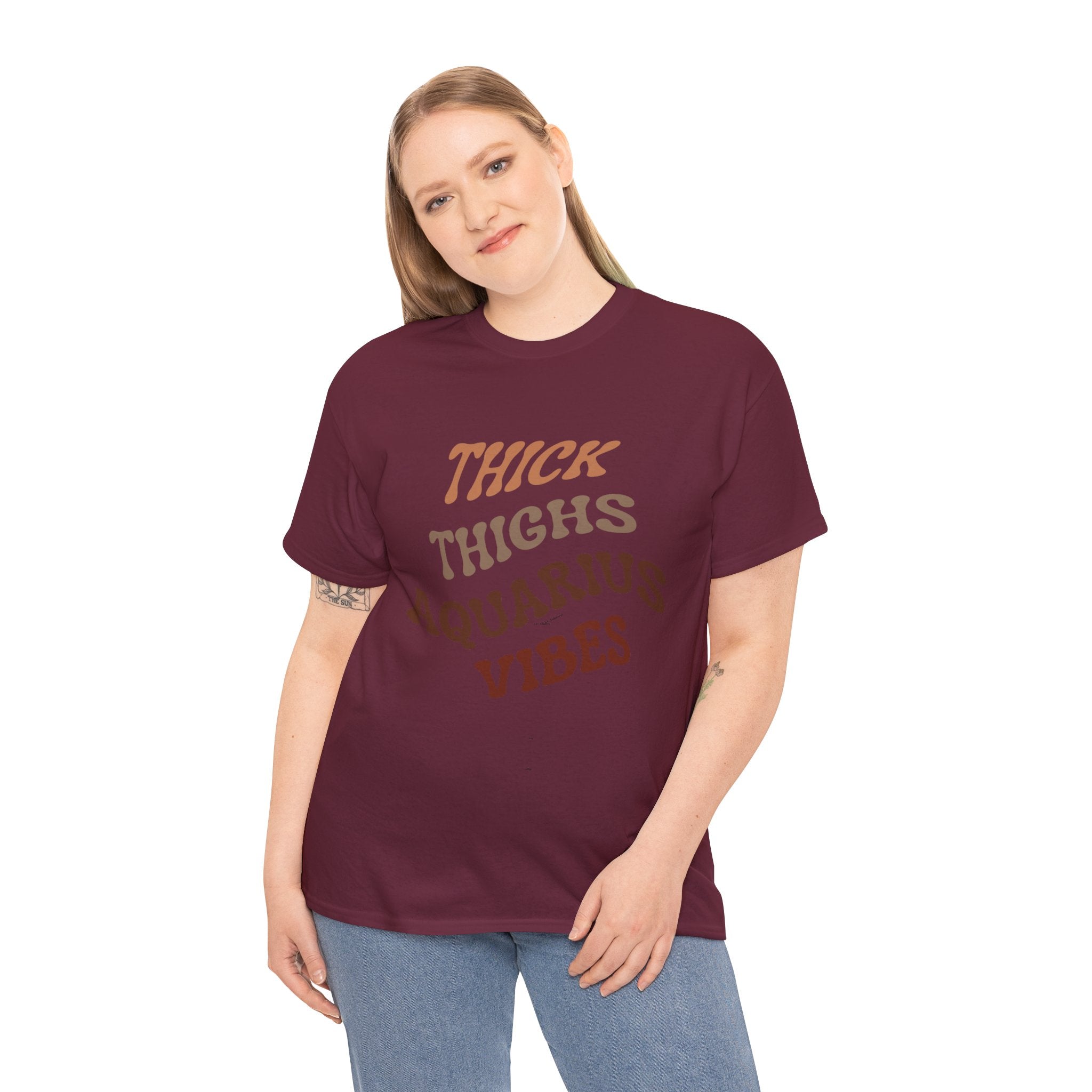 Thick Thighs Aquarius Vibes Tee, Unisex Graphic T-Shirt, Cute Astrology Shirt, Aquarius Gifts, Casual Summer Outfit, Zodiac Apparel