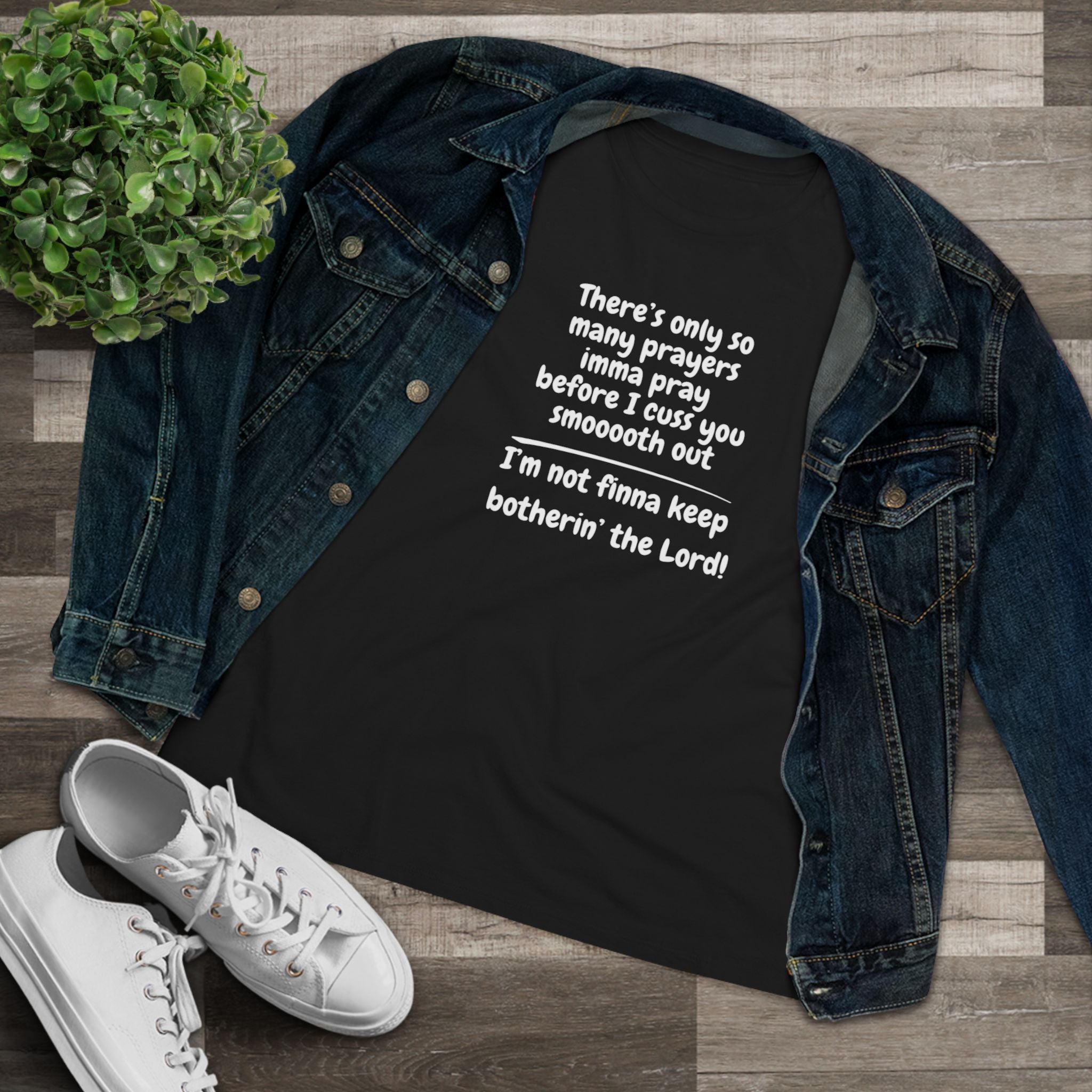 I'm Not Finna Keep Botherin the Lord Cotton Tee - Uplifting Prayer Shirt, Funny Faith Top, Gift for Her, Casual Church Wear, Unique Women's Tee