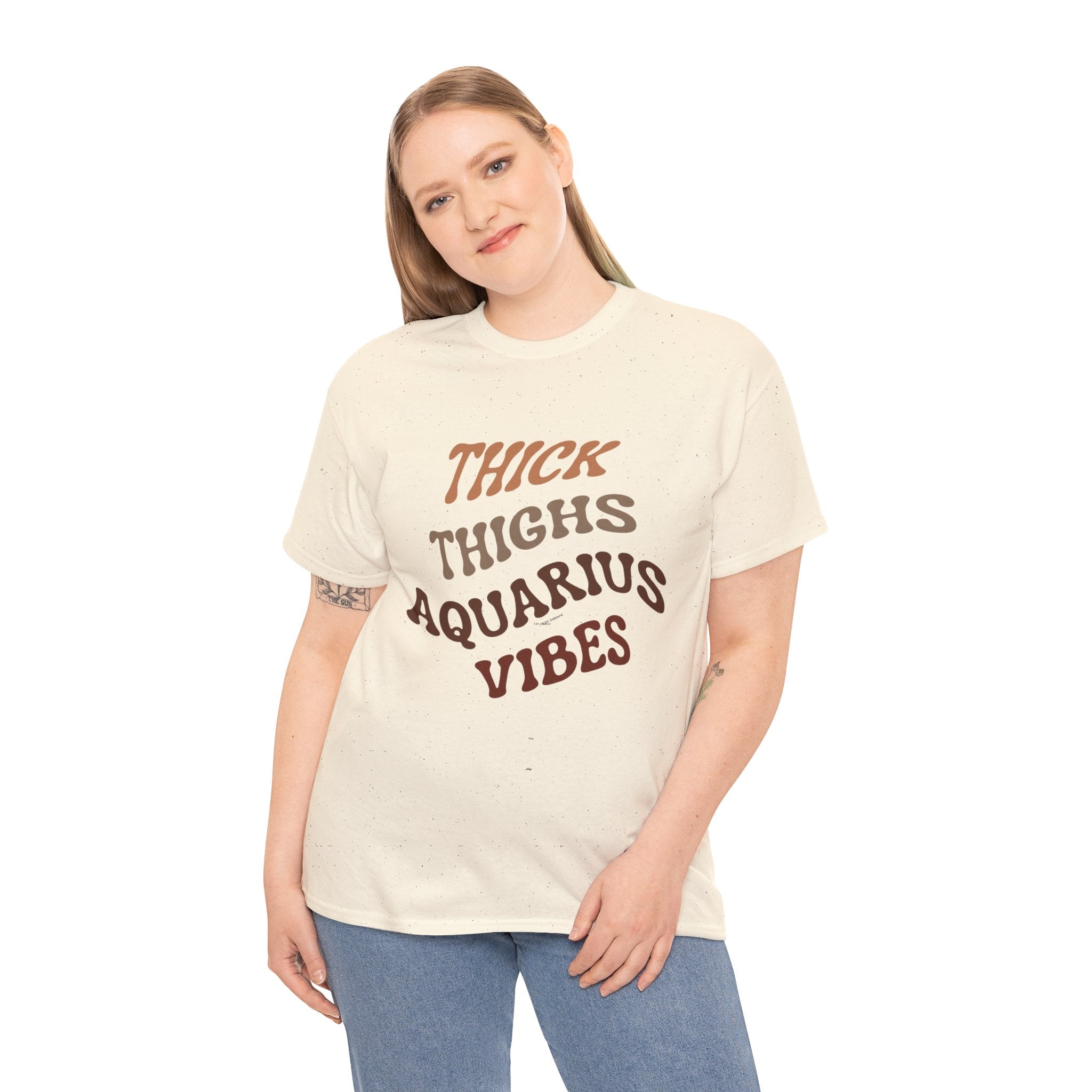 Thick Thighs Aquarius Vibes Tee, Unisex Graphic T-Shirt, Cute Astrology Shirt, Aquarius Gifts, Casual Summer Outfit, Zodiac Apparel